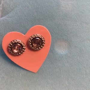 Pandora Halo Pierced Post Earrings, very pale pink with crystals around halo.